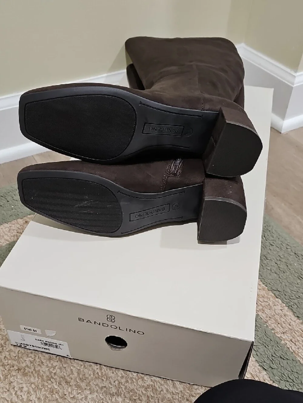 Bandolino Tall Brown Suede Over-the-Knee Block Heel Boots